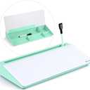 Varhomax Glass Desk Whiteboard with Storage, Desktop Dry Erase White Board to-do List Memo Keyboard Stand for Home Office and School Supplies (Green)