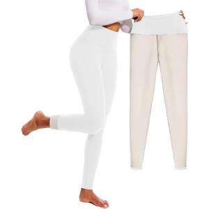 FULLSOFT Thick Fleece Lined Leggings for Women  High Waisted Winter Thermal Warm Yoga Pants Workout Tummy Control Leggings (Small, White)