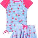 BAOHULU Girls Rash Guard 2 Pieces Bathing Suit UPF50+ Swimsuit with Swimming Skirt Swimwear, 6