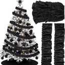 11 Yards Black Ruffle Trim Christmas Tree Ribbon Satin Ruffle Pleated Ribbon Vintage Fabric Lace Trim Decoration 3.15 Inch Satin Wide Pleated Edge for Sewing Craft DIY Wedding Bridal