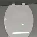 Elongated Toilet Seat, 18.5 Soft/Slow Close Oval (Oblong) Toilet Seat for Elongated Toilets, No-Slam Quiet-Close Lid, Easy-to-Install & Clean, Durable Never-Loosen White Plastic Seat