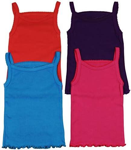 ToBeInStyle Girl's 4 Pack Ruffle Hem Spaghetti Strap Tank Tops, Size 5