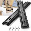 Drawer Slides 1 Pair Full Extension 10 12 14 16 18 20 22 24 inch Side Mount Rails Dresser Cabinet Bracket Replacement Ball Bearing Tracks Guide Metal Runner 100 LB (Basic-1 Pair, 12 Inch)