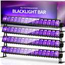 4 Pack 42W LED Black Light Bar, Waterproof Blacklight Flood Light with 6ft Cord+Plug+Switch, Light Up 24x24ft Area, for Halloween Glow Fluorescent Party Bedroom Game Room Body Paint Stage