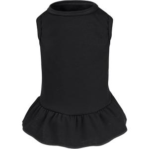 Dog Dresses Cat Skirt Solid Color Dog Clothes Summer Sleeveless Puppy Girl Clothes for Small Pet Dogs Cats (Black, Small)
