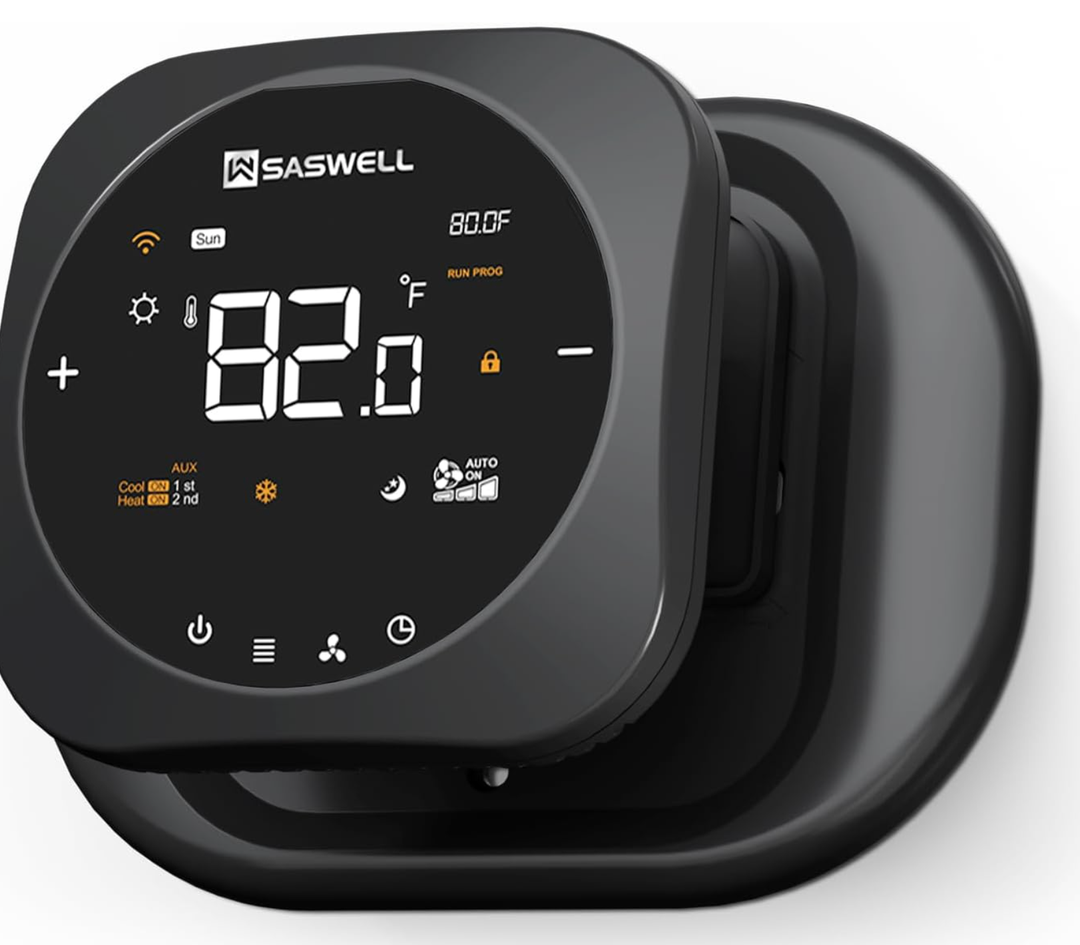 Smart Thermostat 3H/2C, WiFi Household Thermostat for Heat Pump and Conventional Multi-Stage System, Easy DIY Installation, Voice Control, Support Alexa and Google Home, C-Wire Required (Black)