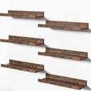upsimples Floating Shelves for Wall, Wall Shelves for Decor Storage Set of 6, Wall Mounted Wood Shelf for Bedroom, Living Room, Bathroom, Kitchen, Picture Ledge Shelf, Brown (15.7in)