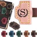 Artlaza Personalized Magnetic Leather Bookmark with Pen Holder - 26 Letters Custom Book Mark with Name Initial Engraved Book Marker for Readers, Book Lovers, Travelers - Gift for Women & Men(PinkS