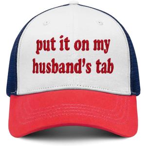 Put It on My Husbands Tab Hat, Funny Vintage Trucker Hats Adjustable Cap for Men Women Classic Baseball Cap