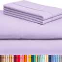 LuxClub 4 PC Full Sheet Set, Deep Pockets Wrinkle Free Cooling Bed Sheets Hotel Bedding for Women, Men, Kids & Teens, Includes 1 Fitted Sheet, 1 Flat Sheet and 2 Pillowcases-Soft Lavender