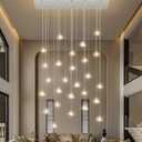 HAIXIANG LED Rectangular Glam Chandeliers for Living Room Dining Room Light Dimmable High Ceiling Pendant Lights Fixtures Lighting 26-Lights Foyer Entryway Lighting Brushed Nickel