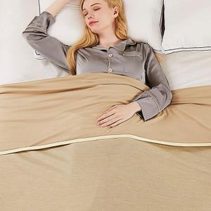 Topcee Cooling Blanket(90"x108"King Size) for Night Sweats Absorbs Heat to Keep Adults Cool on Warm Nights, Q-Max 0.5 Cooling Blankets for Hot Sleepers, Ultra-Cool Lightweight Blanket for Bed (Beige)