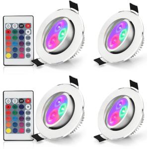 Esbaybulbs 4 Pack LED Color Changing Recessed Lighting 3W RGB Downlight Retrofit Fixture 3 inch Gimbal Recessed Lighting 16 Color Changing Ceiling Light