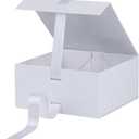 OEMVALATY White Gift Box,10x10x5 Inches Gift Boxes with Lids for Presents with Magnetic Closure and Ribbon for Wedding,Storage,Birthday