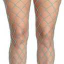Confonze Fishnet Stockings Womens High Waist Tights Sexy Sheer Mesh Pantyhose (Blue, XL)