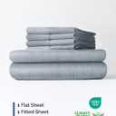 Extra Deep Full Sheet Set - 6 Piece Breathable and Cooling Sheets - Hotel Luxury Bedding for Women, Men, Kids & Teens - Easy & Secure Fit - Soft and Wrinkle Free - Extra Deep Pockets - Heathered Blue