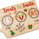 Dear Santa Cookie Plate Irregular Christmas Treat Santa Wooden Holding Tray Xmas Eve Treat Boards Cute Plate Platter Mat Wood Pans for Winter Holiday Decoration Supplies