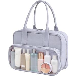 Toiletry Bag with Clear Window,Lightweight Travel Makeup Organizer with Handle,Ita Bag Style for Cosmetics & Pins