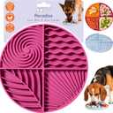 Awoo Paradise - Silicone Dog & Cat Lick Mat and Slow Feeder with Suction Cups - Non-Slip, Dishwasher Safe Pet Dish - Extends Mealtime for Fast Eaters and Reduces Anxiety - For Wet & Dry Food (Fuschia)