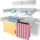 Step Up Laundry Drying Rack, Wall Mounted, Retractable Clothes Drying Rack, 60lbs Capacity, 20 Linear Ft, with Wall Template and Long Screwdriver Bit (40" White)