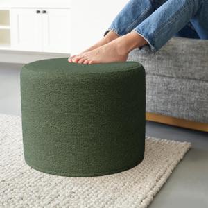 ZICOTO Beautiful Boucle Pouf Ottoman and Foot Rest - Elevate Your Living Room Decor with Lightweight Comfort and Charm - A Round Modern Foam Filled Foot Stool Perfect to Rest Your Feet (Green)