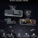 4K+2.5K+2.5K 3 Channel Dash Cam - Front/Rear/Inside - 5.8GHz WiFi 6 Dashcam with IR Night Vision, 64GB Card, 24H Parking Mode, G-Sensor - Car Dash Cam for Rideshare & Taxi
