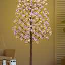 7FT Lighted Cherry Blossom Tree - Faux Artificial Light Up Pink Tree with 144 Lights, 432 Lush Flowers, Timer, Remote 8 Modes Cherry Blossom Tree for Spring Wedding Valentines Indoor Outdoor Decor