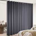 Room Divider Blackout Curtains Flexible Sliding Tracks Sets Ceiling Mounted Rod Window Curtain Privacy Separation for Bedroom Living Rooms,1 Panel Grey Drape and Black Track Set-W180xH72 in