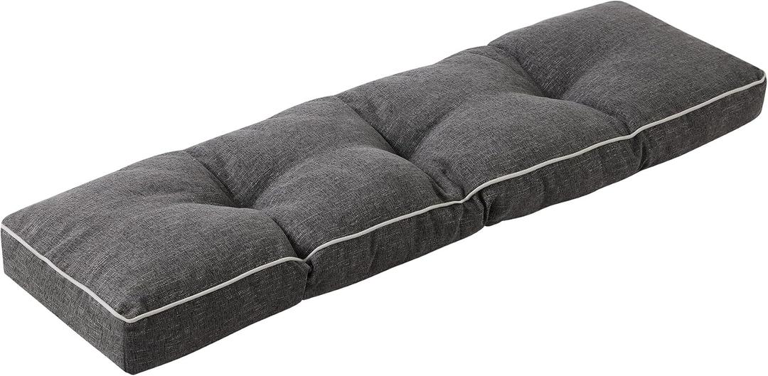 Bench Cushion, 42 x 16 Inch Patio Furniture Cushions with Durable Ties, Soft Memory Foam Bench Cushions for Indoor/Outdoor Furniture with Non-Slip Bottom, Kitchen&Dining, Dark Grey