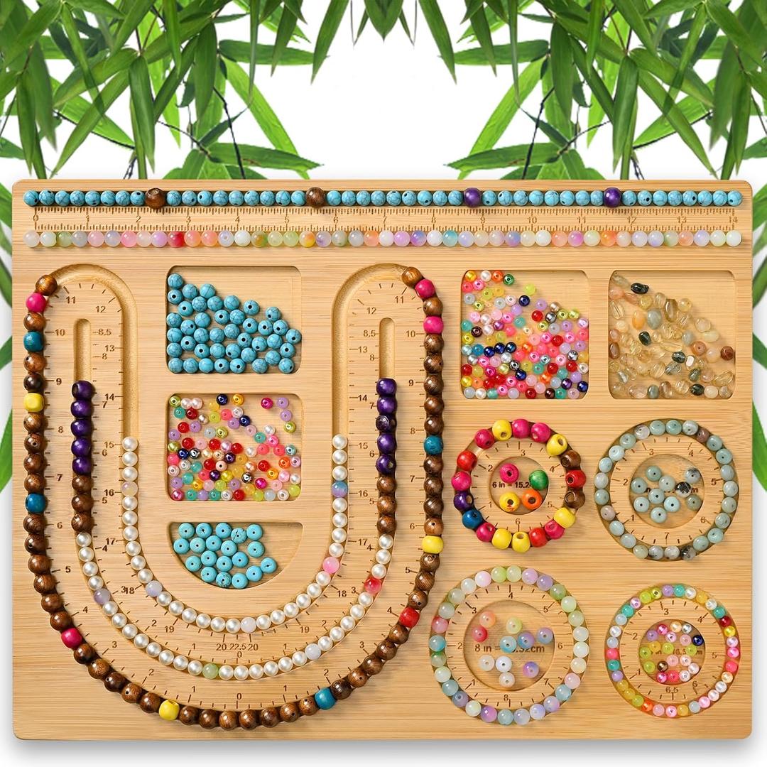 NOAVAOL Bead Boards for Jewelry Making, Combi Bamboo Beading Board for Jewelry Bracelet Making, Beading Trays Jewelry Design Mats for Necklace, Bracelet, DIY Design