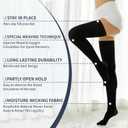 Medical Compression Thigh High Anti Embolism Stockings 15-20mmHg, for Edema, Varicose Veins, Swelling with Inspection Hole, Women & Men (Large, Black)