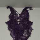 Avidlove Women One Piece Lingerie Lace Bodysuit Deep V Teddy Mini Babydoll (X-Large, Dark Purple)
