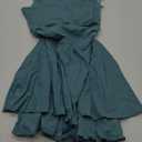 Kaximil Women's Square Neck Ruffle Hem Mini Dress Ruched Waist Short Party Dresses (Medium, Blue)
