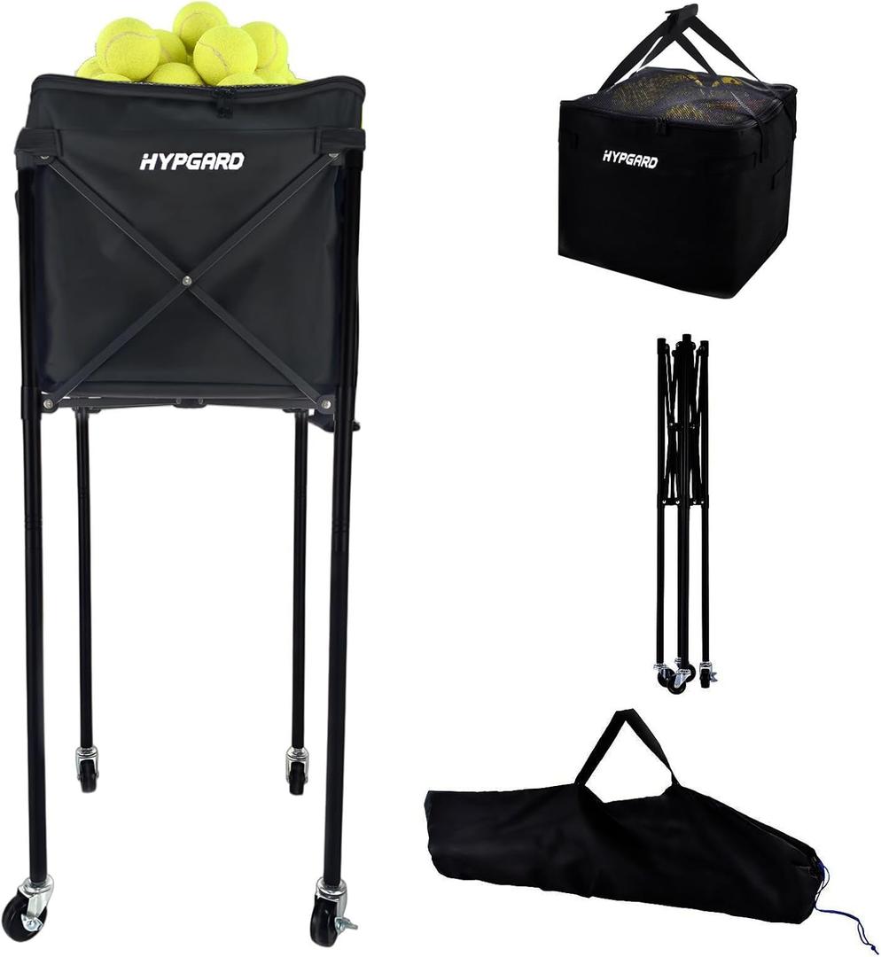 Pickleball & Tennis Ball Hopper, Sports Balls Teaching Cart, Portable Lightweight Softball Caddy, Large Capacity Baseball Basket Carrier for Training (Hopper with Bag)