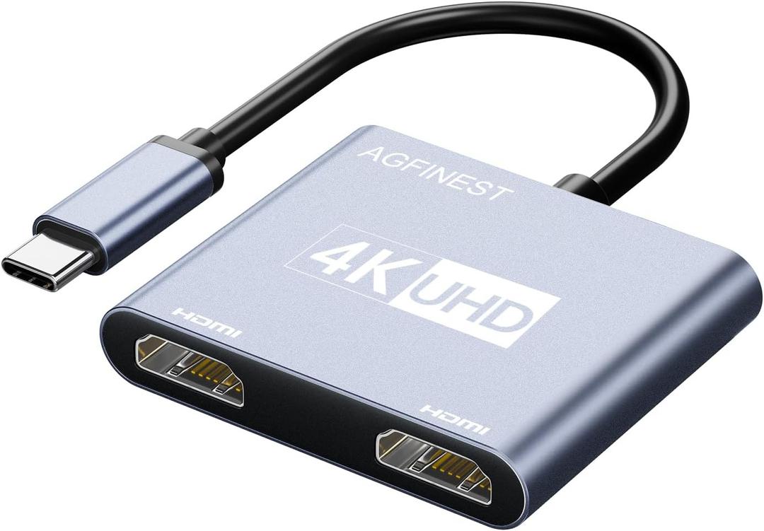 USB-C to Dual HDMI Adapter 4K@60hz - HDMI Splitter for Dual Monitors Extend Mirror Display, for MacBook Pro Air, iPad, iPhone 15, Dell XPS, ThinkPad, Spectre, Surface, Galaxy S24, Steam Deck, ROG Ally