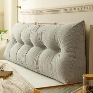 UUluhao Headboard Pillow for Dorm Light Grey Large Reading Wedge Pillow Headboard Cushion Triangular Backrest Support Bed Rest Bolster Cushion for Daybed Bunk Bed Dorm,39 * 7.87 * 19.68in