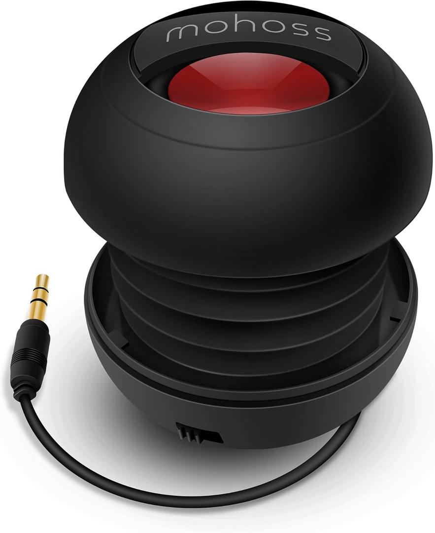 Mini Bass Speaker, mohoss Portable Plug in Speaker with 3.5mm Aux Audio Input, Rechargeable External Hamburger Speaker for iPhone Android Smartphones Laptop Tablet iPod MP3