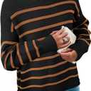 Dokotoo Oversized Womens Sweater 2025 Fall Winter Striped Sweaters Casual Trendy Sweater (X-Large, Black)