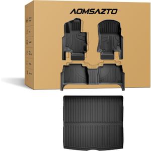 Floor Mats and Cargo Liner Compatible with 2020-2026 Mercedes Benz GLE 350 GLE 450 AMG GLE 53/43 / 63 S (5 Seats, Not for Coupe) : AOMSAZTO Custom Fit All Weather Car Mat Trunk Liner - 1st & 2nd Row