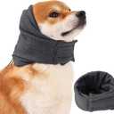 Dog Ear Muffs & Wrap - Noise Protection, Anxiety Relief & Winter Ear Covers for Bath & Thunderstorms (L-Head Circle(15.7"~22.1"), Dark Grey)