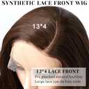 20inch Synthetic Lace Front Wig 13X4 Lace Pre-Plucked Wavy Dark Brown Wig for Women 180% Density Natural Hairline Glueless Heat Resistant Wig for Daily Wear and Styling
