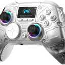 AOC Interactive Screen PC Controller Wireless Controller Compatible with PC/Switch/Switch 2/iOS/Android, Hall Effect Joystick & Triggers, RGB Lighting, Adjustable Vibration/Turbo, 1000mAh Battery (White)