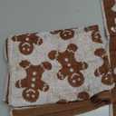 Shemilly 2pcs Christmas Hand Towels Brown Xmas Gingerbread Jacquard Hand Towel for Bath 100% Cotton Thick Soft Bathroom Kitchen Decorative Set for Christmas Winter Holiday Decor Gift,18 x 28 Inch