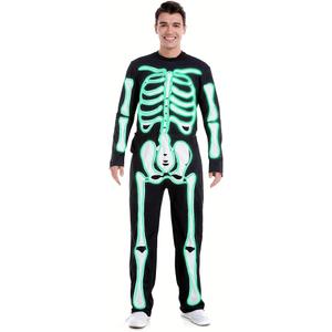 HSCTEK Adult Light-up Skeleton Costume(Updated EL Wire) (XX-Large, Green)