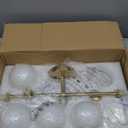 5 Light Bathroom Vanity Light,Gold Bath Room Light Fixtures Over Mirror,Modern Vanity Lights for Bath Room,Makeup Lights for Vanities,Brass Gold Bathroom Sconces with Milk Globe Glass,G9 Base