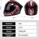 MotuoMr BSDDP Unisex-Adult Full Face Motorcycle Helmet DOT Approved Motorbike Moped Street Bike Racing Crash Helmet with Graphic (Red Venom, Large)