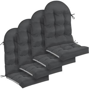 Geelin 4 Pcs Outdoor Patio Chair Cushion Thick High Back Adirondack Chair Cushion Tufted Weather & Fade Resistant Anti-Slip Outside Rocking Chairs Pads with Ties, 44 x 19 x 4 Inch (Dark Gray)