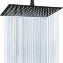 Voolan Extra Large Rain Shower Head - High Flow Square Rainfall Showerhead - Waterfall Full Body Coverage - Universal Ceiling or Wall Mount (16 * 12 Inch Rectangle, Matte Black)