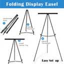 Falling in Art Aluminum Flip Chart Display Easel Stand with Adjustable Floor for Boardroom, Whiteboard, Paper Pads, Signage, 63 1/2'' High, Black, 15 x 35 x 63.5 inches