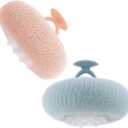 Ptwola 2 Pcs Soft Sunflower Suction Cup Bath Exfoliating Sponge Ball Bath Body Brush Mesh Bath Sponge Cleaning Scrubber Bath Sponge Brush with Comfortable Non-Slip Handle